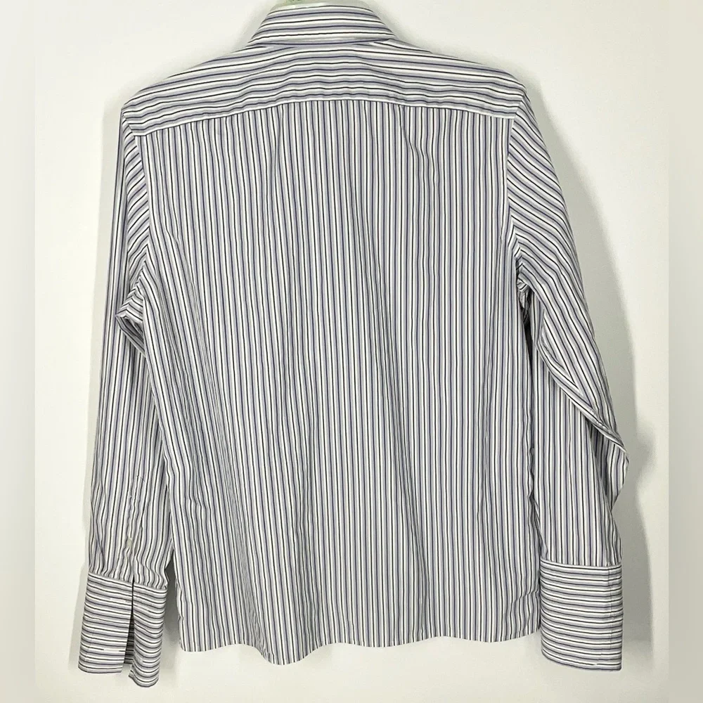 Banana Republic Slim Fit Italian Fabric Blue Stripe Button Down Shirt 16-16.5 L